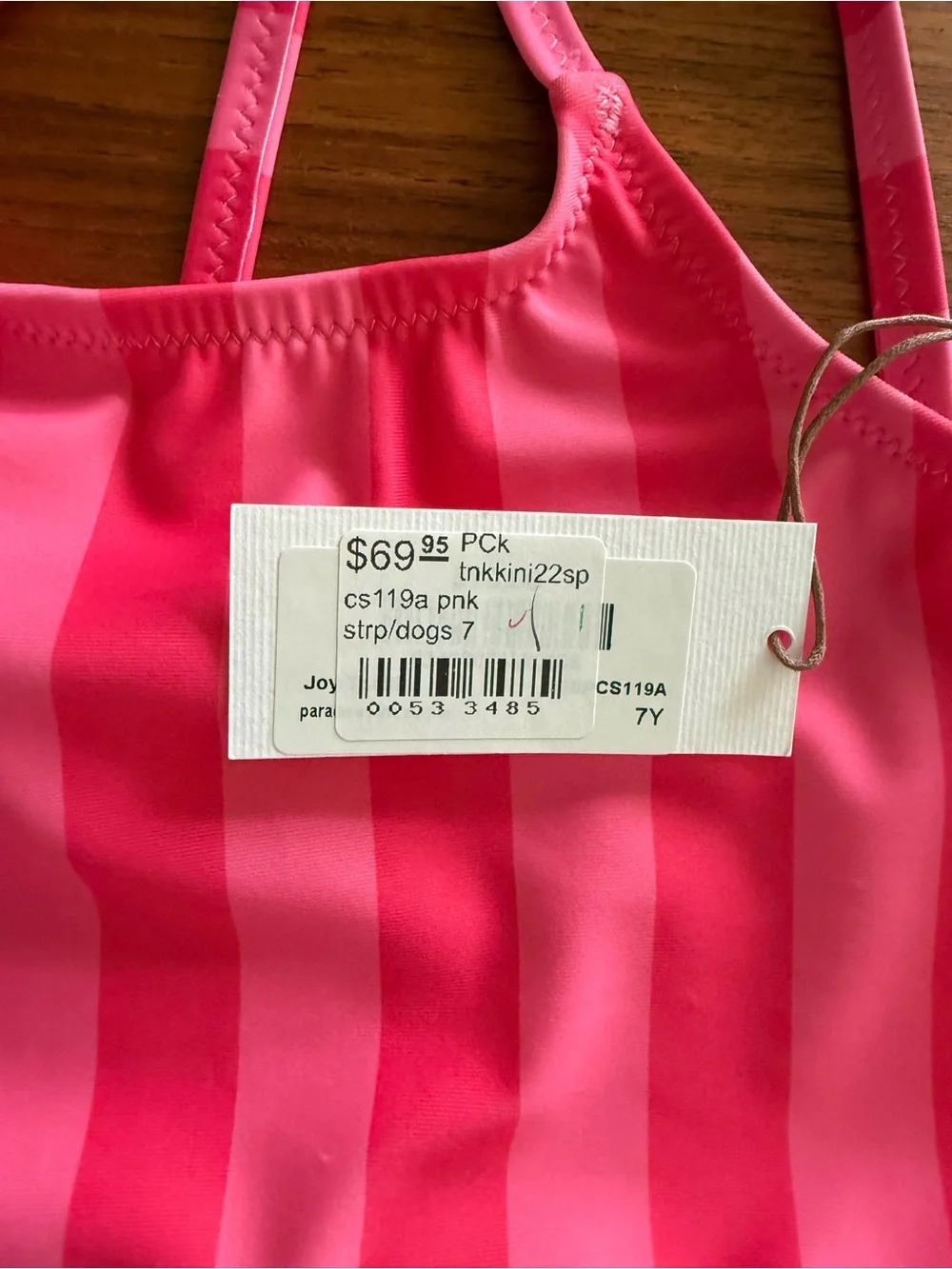 Pink Chicken Pink Striped Ruffle Tankini Top